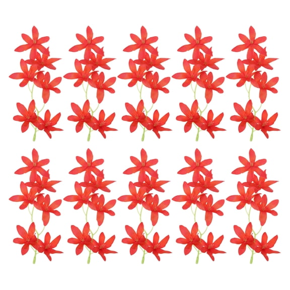 Uxcell 7" Artificial Orchid Flower Floating Candles Simulation Flower Cylinder Vase Fillers Red 16 Pcs