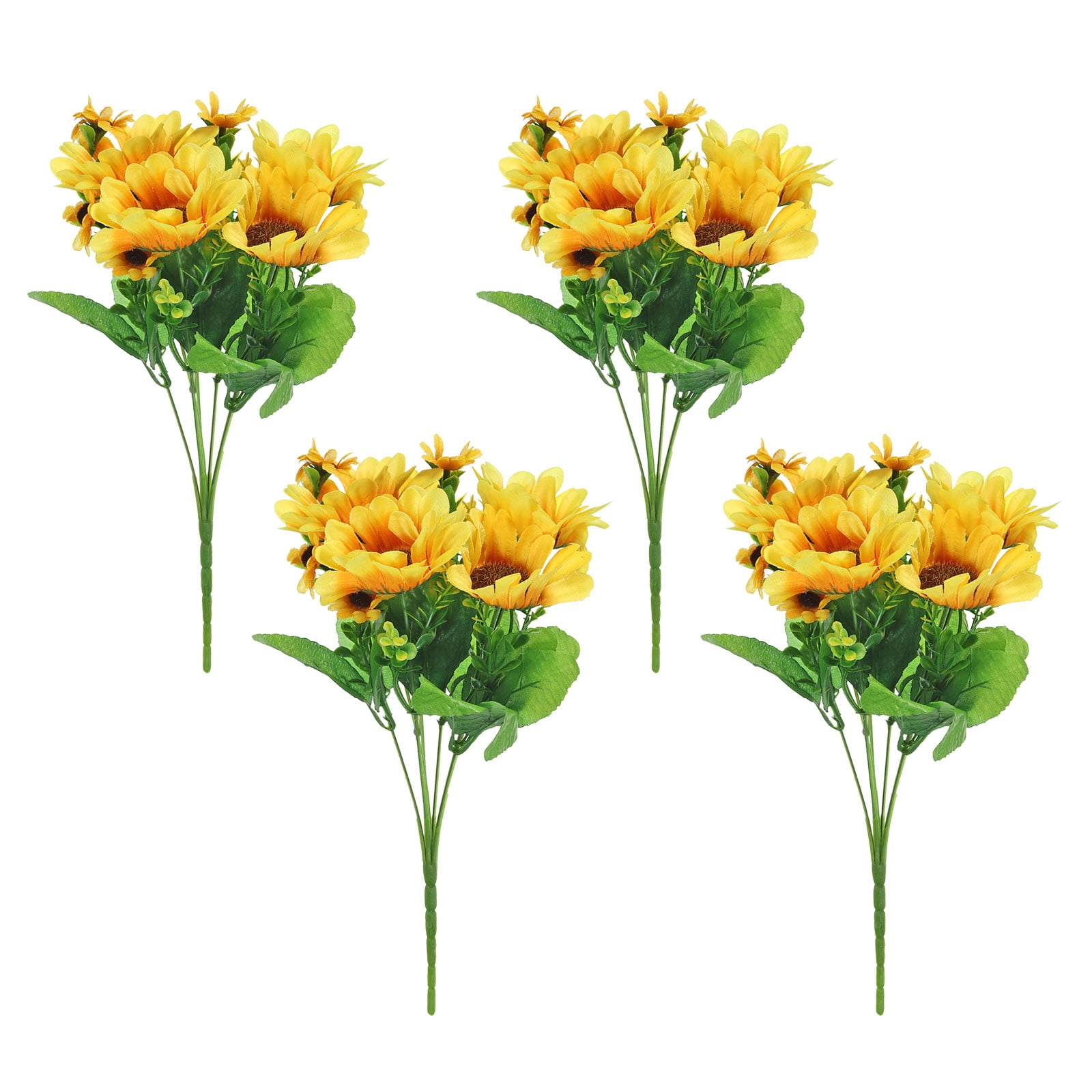 Uxcell 7 Branch 13 Heads Artificial Silk Sunflowers Fake Flowers with ...