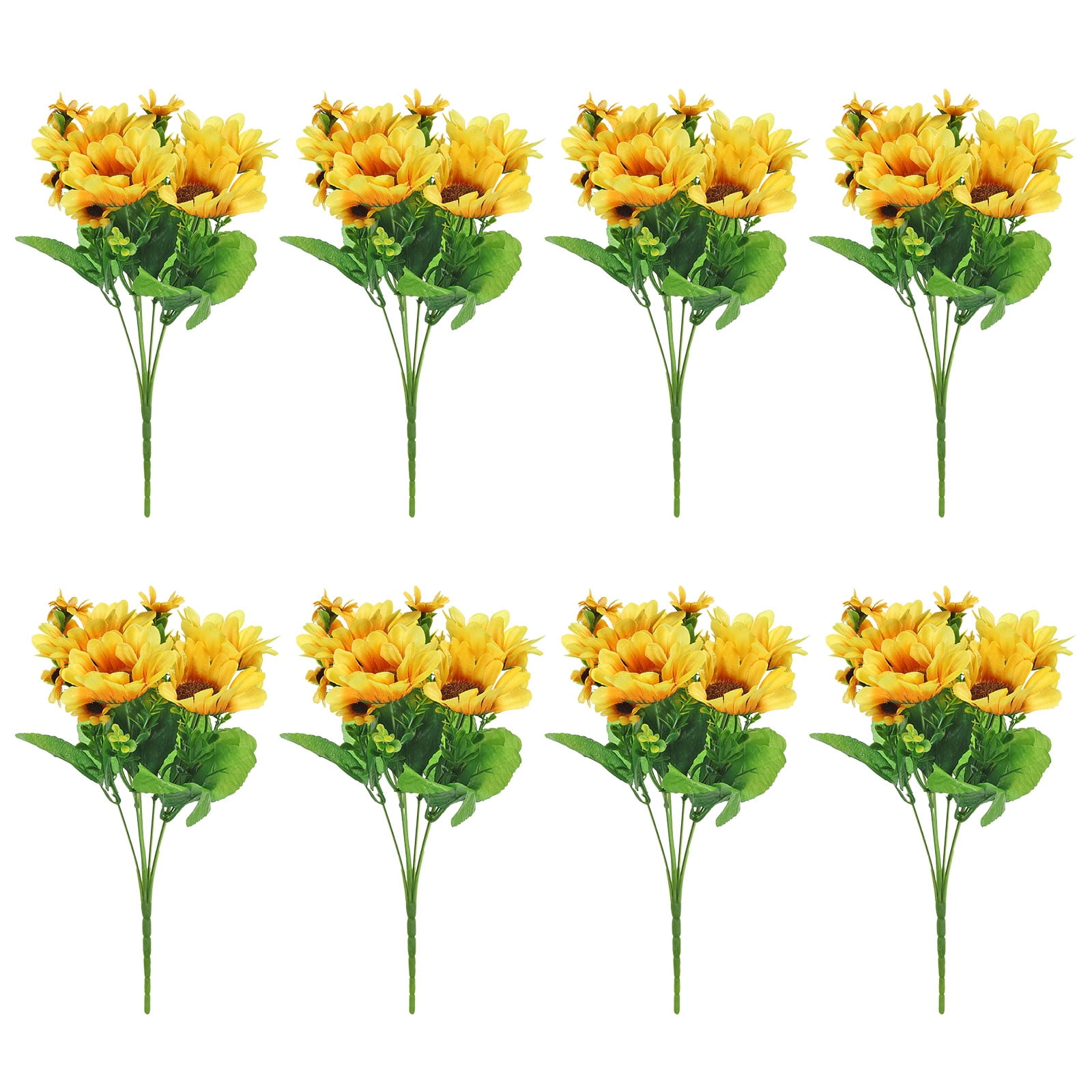 Uxcell 7 Branch 13 Heads Artificial Silk Sunflowers Fake Flowers with ...
