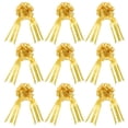 thumbnail image 1 of Uxcell 7" Christmas Pull Bow Baskets Present Wrapping Bows Large Flower Pull Bows Gold Tone 10 Pack, 1 of 6
