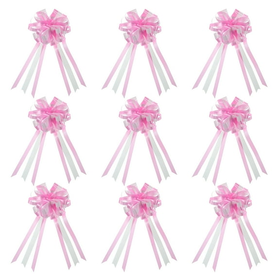 Uxcell 7" Christmas Pull Bow Baskets Present Wrapping Bows Large Flower Pull Bows Pink 10 Pack