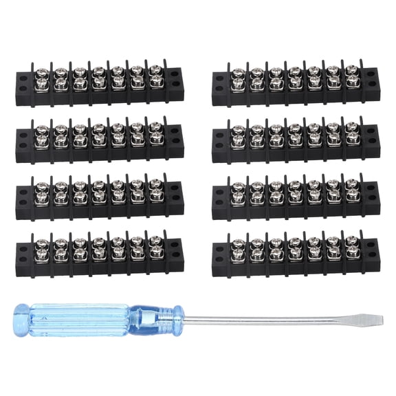 Uxcell 7 Circuits Screw Terminal Blocks, 300V 20A 9.5mm Pitch 7 Positions Dual Rows Terminal Strip with Flat Head Screwdriver for Electrical Wire Connecting, Pack of 8