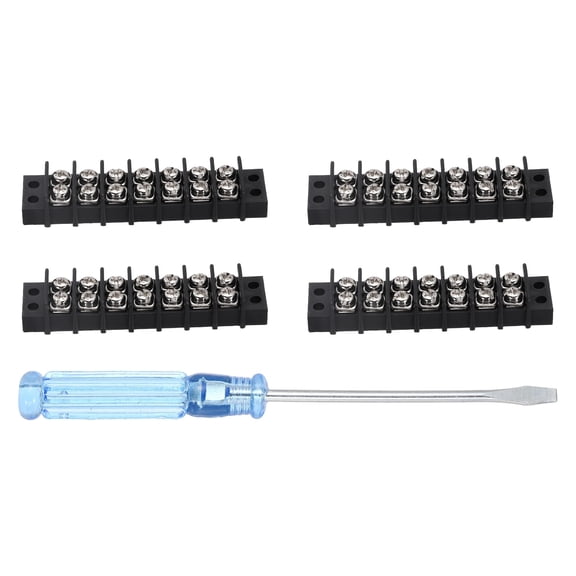 Uxcell 7 Circuits Screw Terminal Blocks, 300V 20A 9.5mm Pitch 7 Positions Dual Rows Terminal Strip with Flat Head Screwdriver for Electrical Wire Connecting, Pack of 4