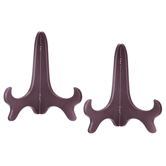 Uxcell 7" Easel Plate Holder, Plastic Folding Display Stand Purple for Decorative Picture Frame, 2 Pack