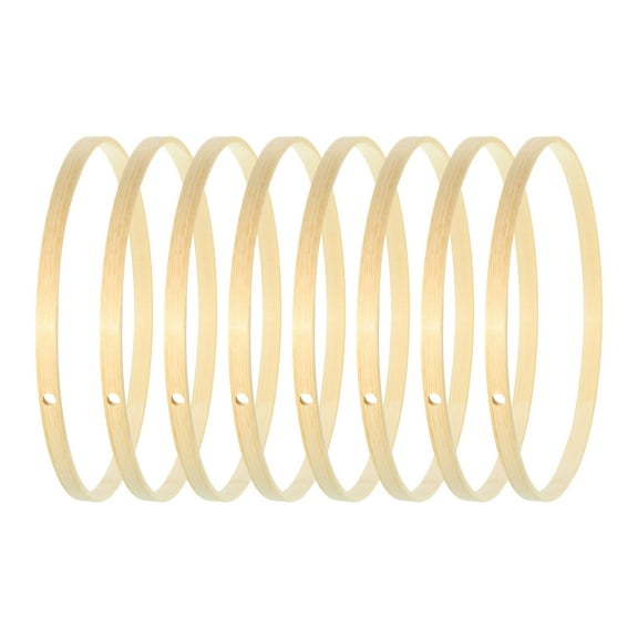 Uxcell 7 Inch Bamboo Macrame Floral Hoop Craft Rings for DIY Dream Catcher Wedding Wreath Decor 8Pcs