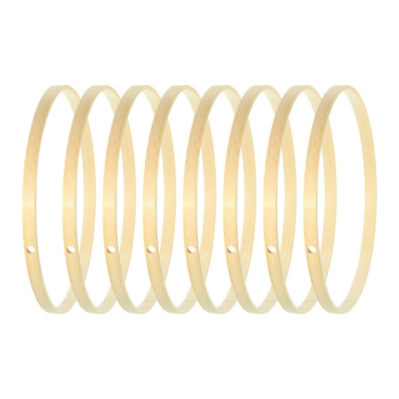 Uxcell 7 Inch Bamboo Macrame Floral Hoop Craft Rings for DIY Dream Catcher Wedding Wreath Decor 8Pcs
