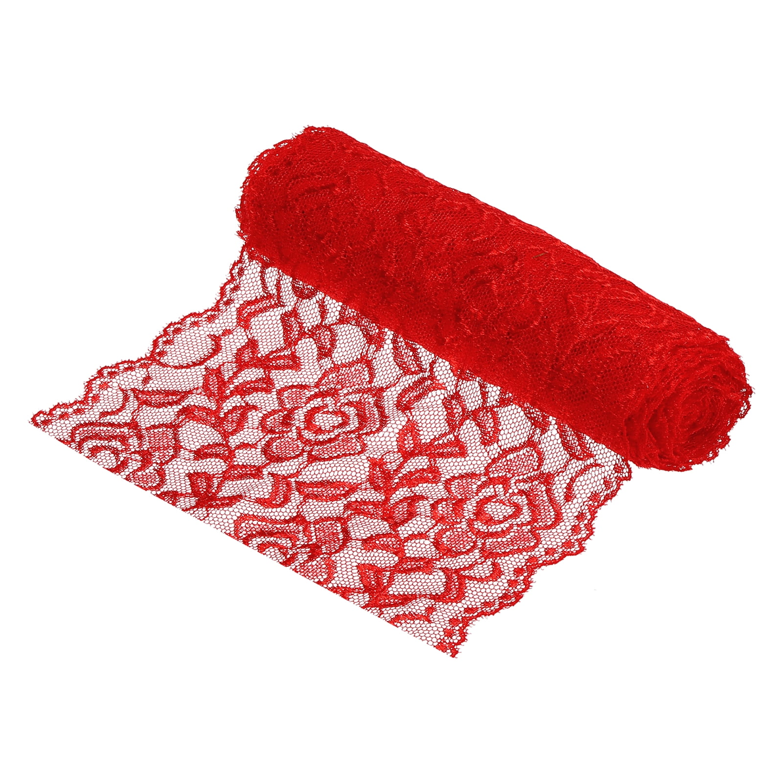 Uxcell 7 Inch Wide 5 Yard Lace Ribbon Floral Pattern Red Lace Trim Ribbon for Sewing Making, and