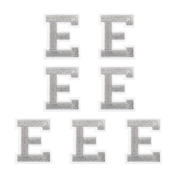 Uxcell 7 Pcs Iron-on Letter Patches, 2.4 Inch Iron-on Letter-E for Clothing Alphabet Embroidery Applique Patches for Clothes Hats Jeans Jacket Backpacks DIY Accessories, Silver