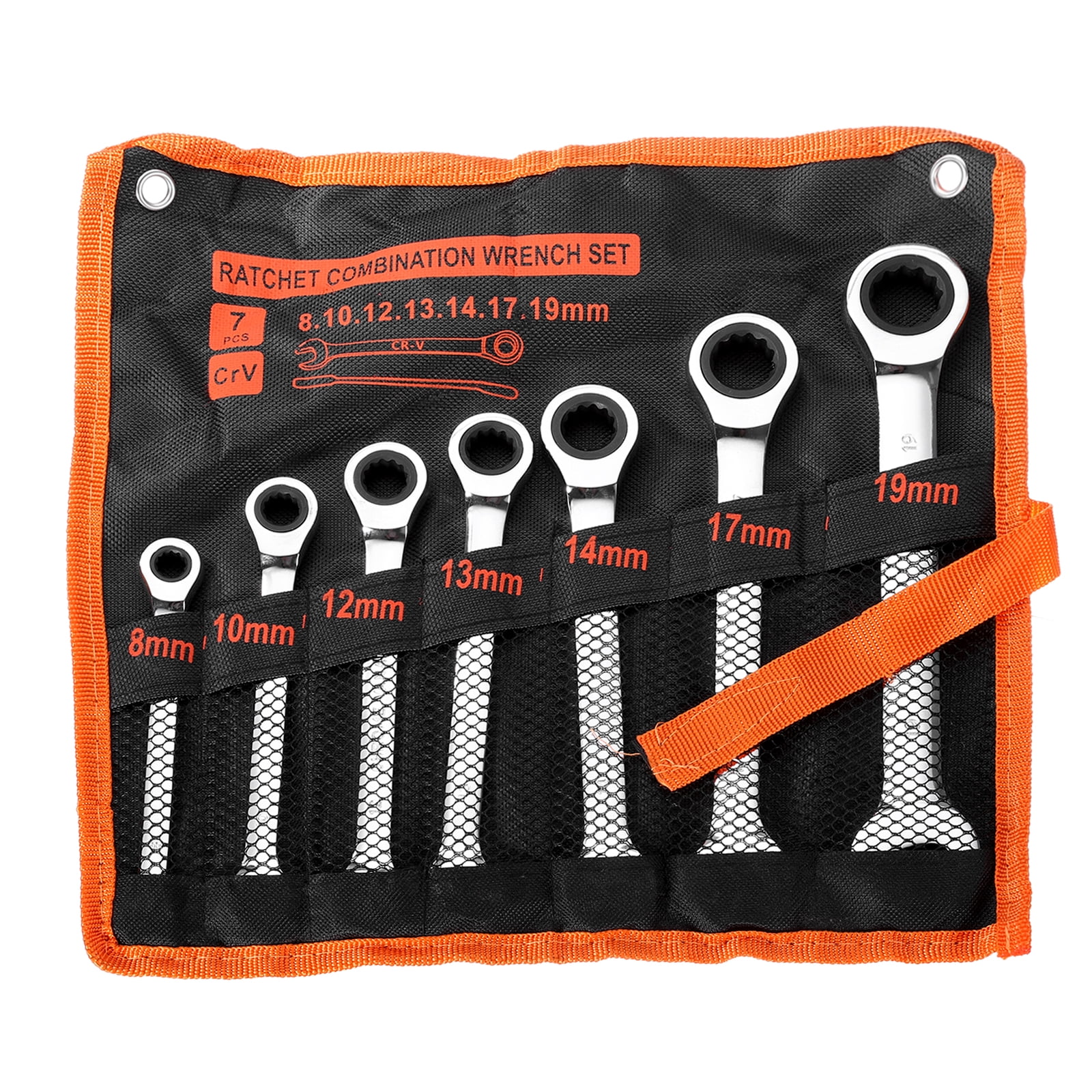 Uxcell 7 Pieces Ratcheting Combination Wrench Set 8-19mm Metric 12PT Ratchet Wrench