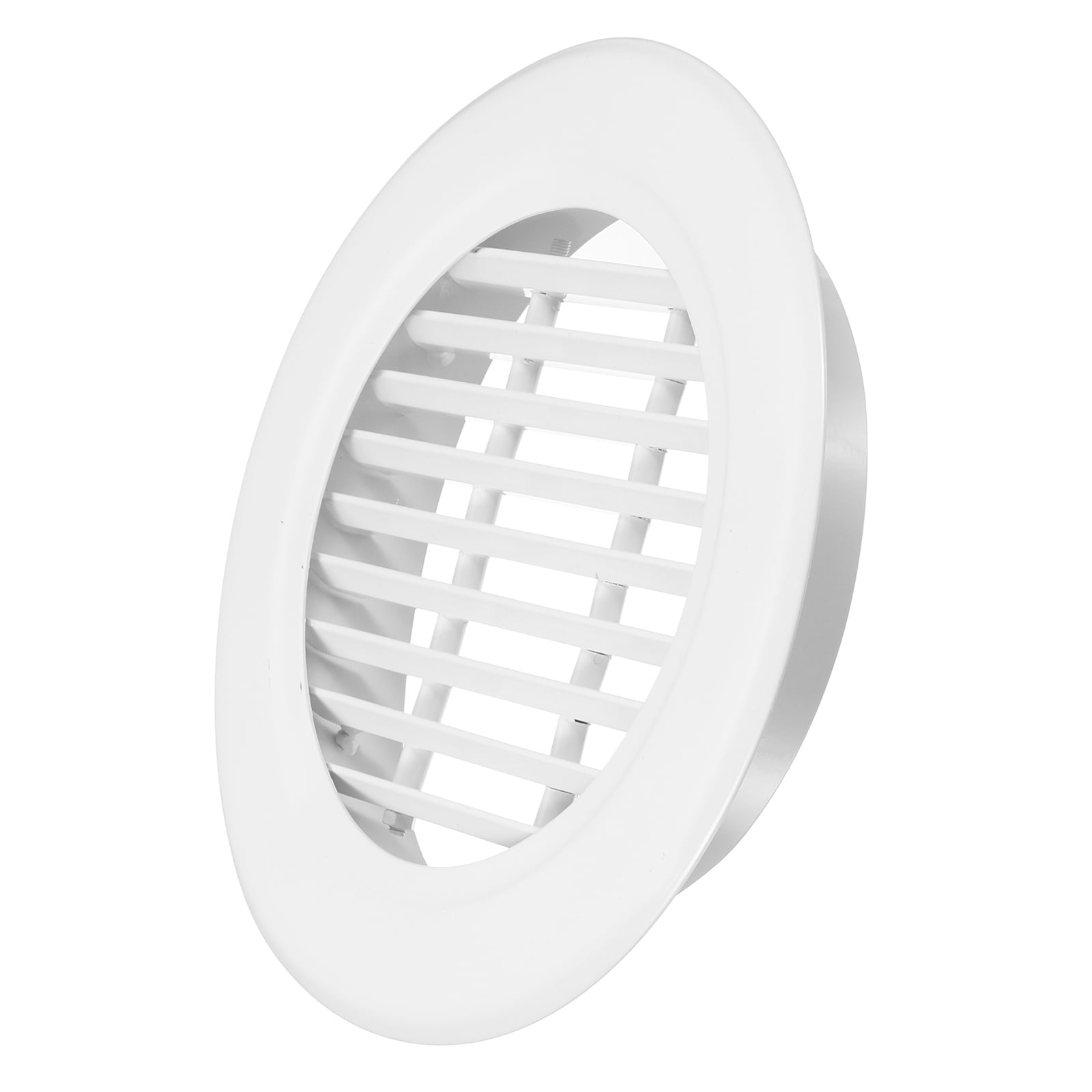 Uxcell 7" Round Air Vent, 17 Degrees Louver Grille Cover Aluminum Alloy Soffit Vent HVAC Ventilation for Ceiling Wall Roofing Bathroom Kitchen Garage Duct Shed Garage, White