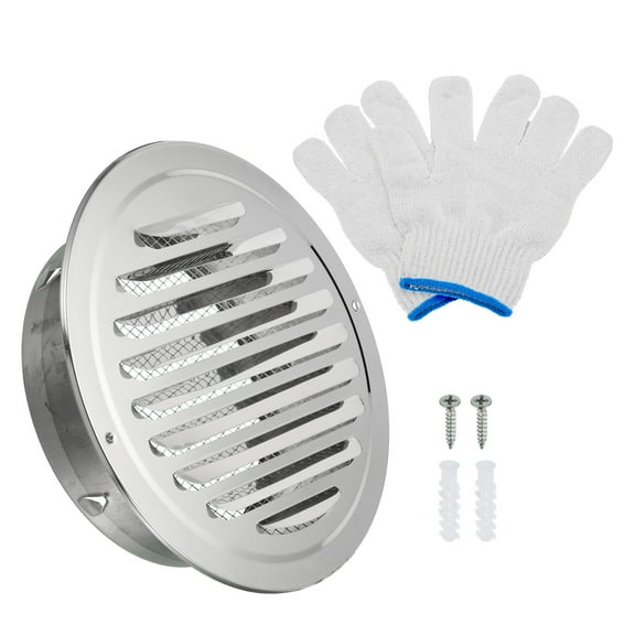 Uxcell 7" Round Soffit Air Vents, Stainless Steel Louver Grille Vent Cover Mesh Air Outlet for Kitchen Bathroom