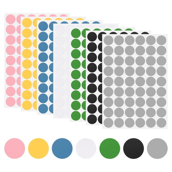 Uxcell 7 Sheets Screw Hole Stickers 21mm 54 in 1 Hole Stickers, 7 Colors