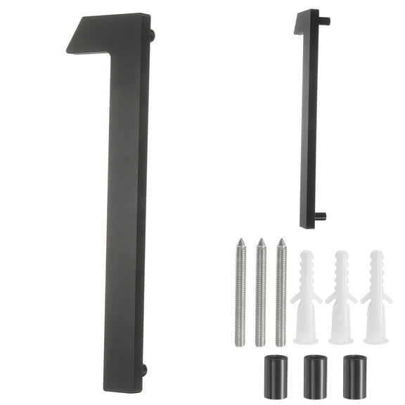 Uxcell 7" Solid Aluminum Floating House Numbers for Outside Address(Number 1, Black)