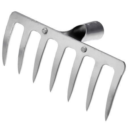 Uxcell 7 Teeth Garden Rake Head Galvanized Manganese Steel for Garden Farm Backyard without Handle Silver Tone