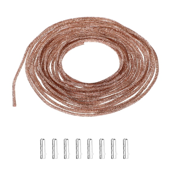 Uxcell 7 Yards Rhinestone Shoe Laces, Bling Hoodie String Glitter Cords with 8 Metal Tips, Crystal Shoelaces Diamond Drawstring Rope for DIY Sneakers Sweatpants, Champagne