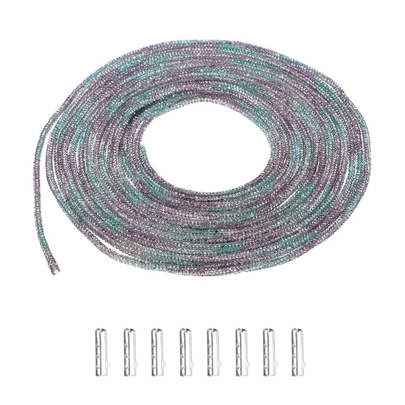 Uxcell 7 Yards Rhinestone Shoe Laces, Bling Hoodie String Glitter Cords with 8 Metal Tips, Crystal Shoelaces Diamond Drawstring Rope for DIY Sneakers Sweatpants, Multicolor