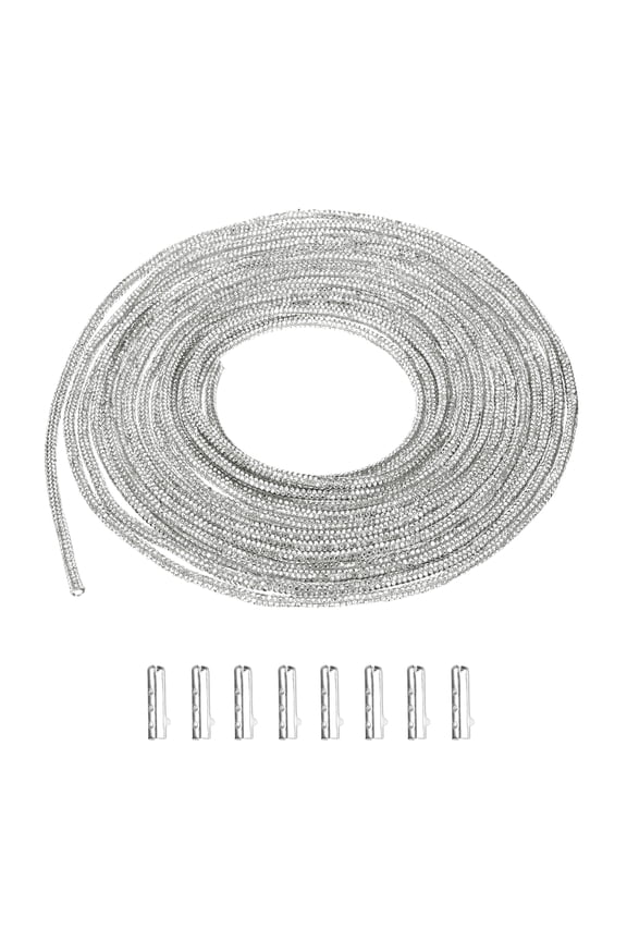 7 Yards Rhinestone Shoe Laces, Bling Hoodie String Glitter Cords with 8 Metal Tips, Crystal Shoelaces Diamond Drawstring Rope for DIY Sneakers Sweatpants, White