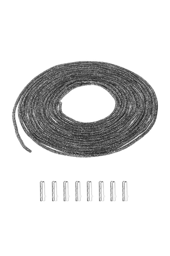 7 Yards Rhinestone Shoe Laces, Bling Hoodie String Glitter Cords with 8 Metal Tips, Crystal Shoelaces Diamond Drawstring Rope for DIY Sneakers Sweatpants, Black