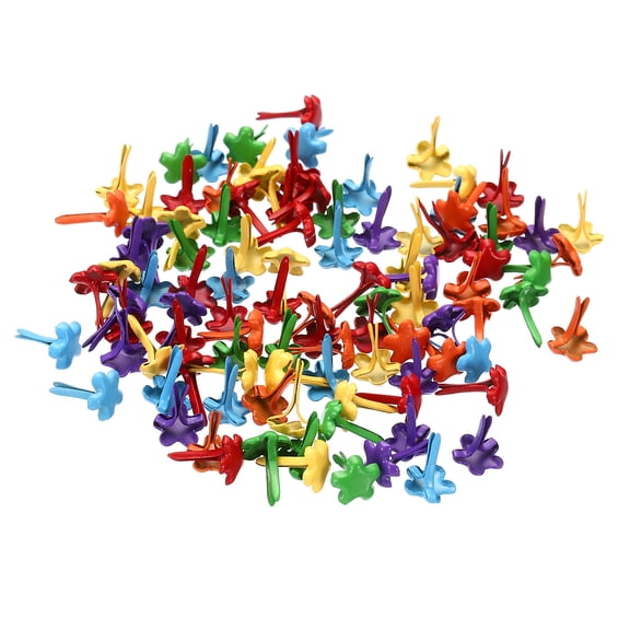 Uxcell 7 x 9 mm Brads for Paper Crafts, 100 Pcs Flower Paper Fastener, Assorted Colors