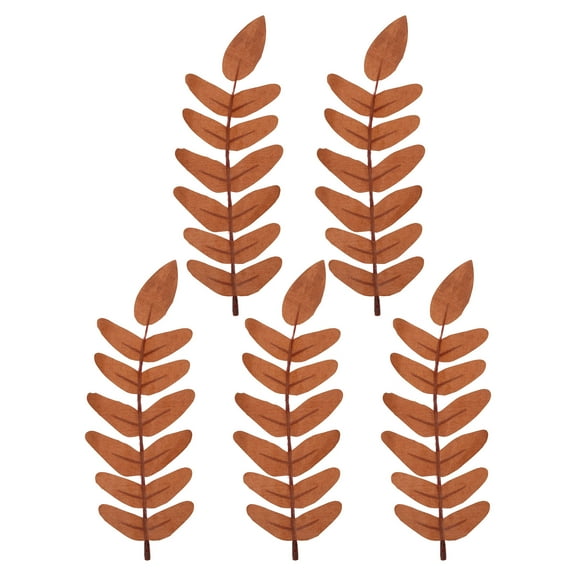 Uxcell 7"x3" Artificial Green Leaves Fake Shrubs Leaves Faux Silk Greenery Leaves Brown 5 Pcs