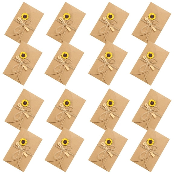 Uxcell 7"x4" Dried Flowers Greeting Cards, 20 Pack Sunflower Handmade Blank Note Card Flower Invitation Card