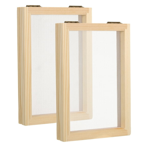 Uxcell 7"x5" Wooden Paper Making Screen Papermaking Mould Deckle Frame, Natural Color 2 Pack