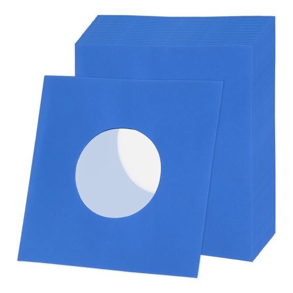Uxcell 7"x7" Vinyl Record Inner Paper Sleeves, 20 Pcs 110GSM Anti Static Kraft Paper Vinyl Record Jackets Center Hole with Poly Lined for LP Albums Storage Protection(Navy Blue)