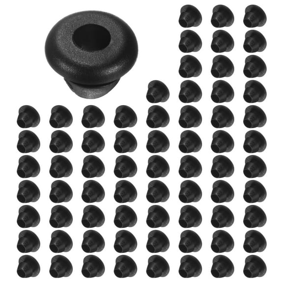 Uxcell 70-Pack Cable Railing Rubber Grommets, 5mm Drill Hole 3mm ID Eyelet Ring Gasket for Wiring, Wire Cable, Automotive [Black]
