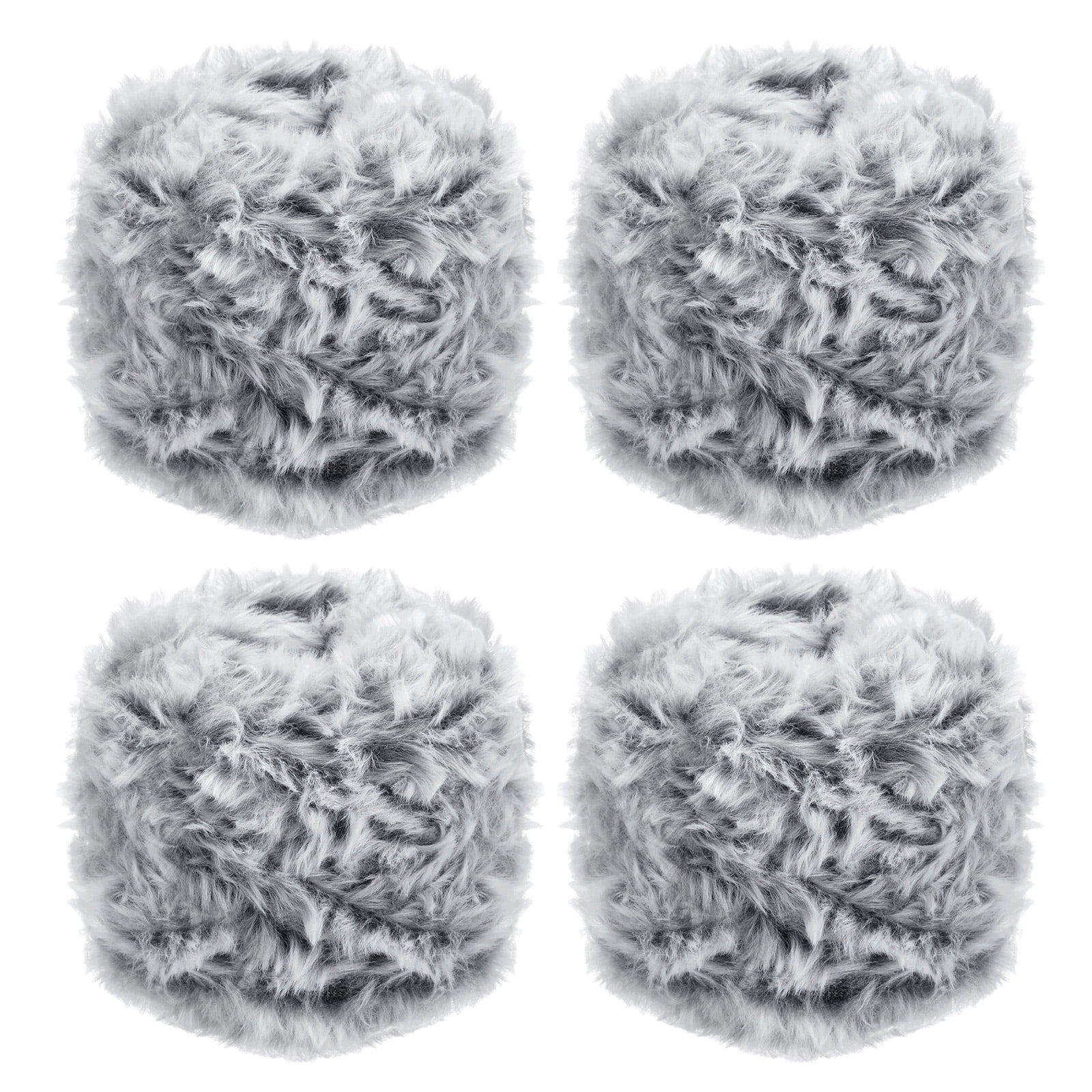Uxcell Fur Yarn, Soft Plush Fluffy Chunky Polyester Faux Fur Eyelash Yarn for Crocheting Hand Knitting Blanket Hats Crochet Crafting Black White