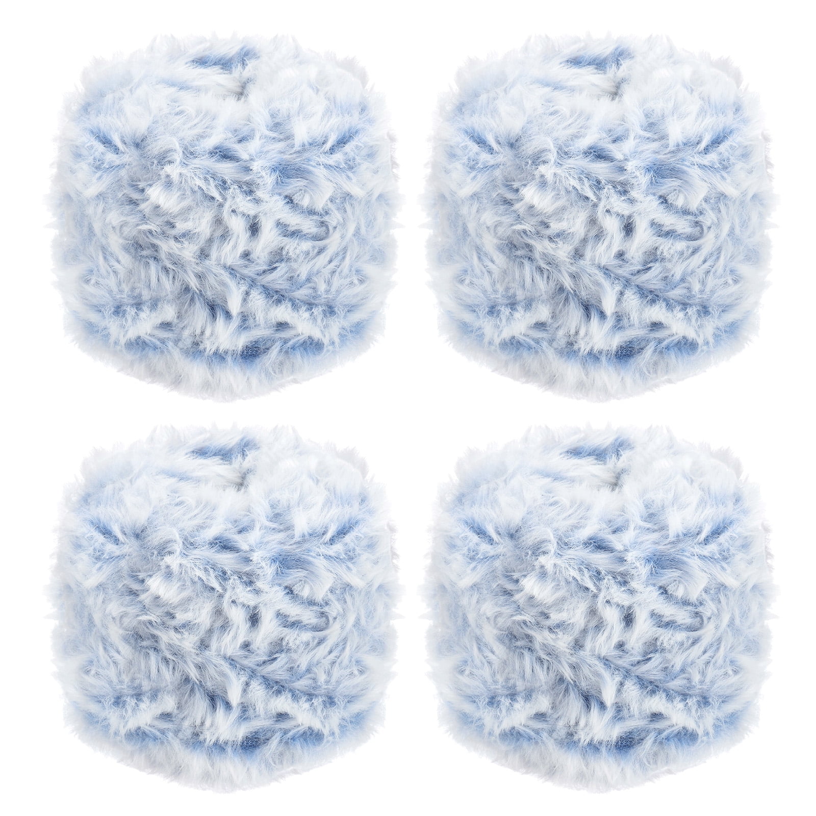 Uxcell Fur Yarn, Soft Plush Fluffy Chunky Polyester Faux Fur Eyelash Yarn for Crocheting Hand Knitting Blanket Hats Crochet Crafting Blue White