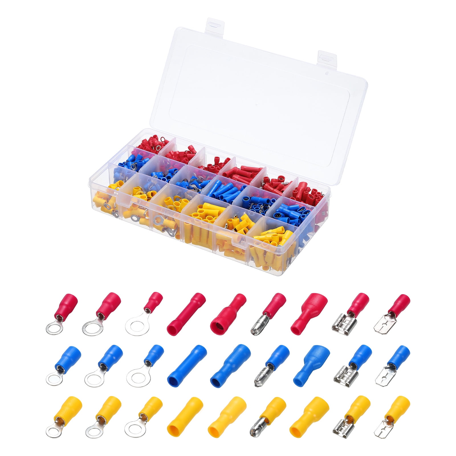 Uxcell 700Pcs Insulated Ring Terminals Spades Rings Butt Wire