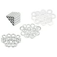 thumbnail image 1 of Uxcell 70Pcs 1" Lamp Pipe Nipples Kit With Hex Nuts Washers, M10 Fine Threaded Hollow Tube Repair Hardware Fasteners Assortment for Assembly Chandelier Ceiling Lamp DIY, Silver, 1 of 6