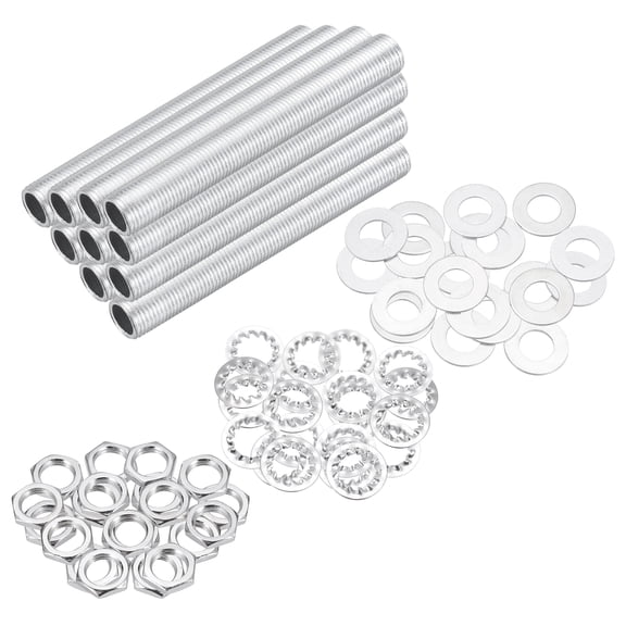 Uxcell 70Pcs 2.8" Lamp Pipe Kit with Nuts Washers 1/8IP Thread Fasteners Assortment for Chandelier Ceiling Light Repair Assembly DIY Hardware