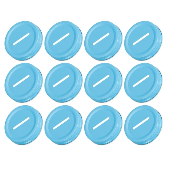 Uxcell 70mm/2.76" Coin Slot Bank Lid Inserts for Mason Jar Canning Cap, Blue 30Pack