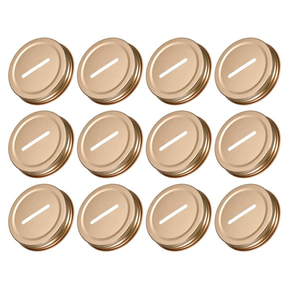 Uxcell 70mm/2.76" Coin Slot Bank Lid Inserts for Mason Jar Canning Cap, Rose Gold 30Pack