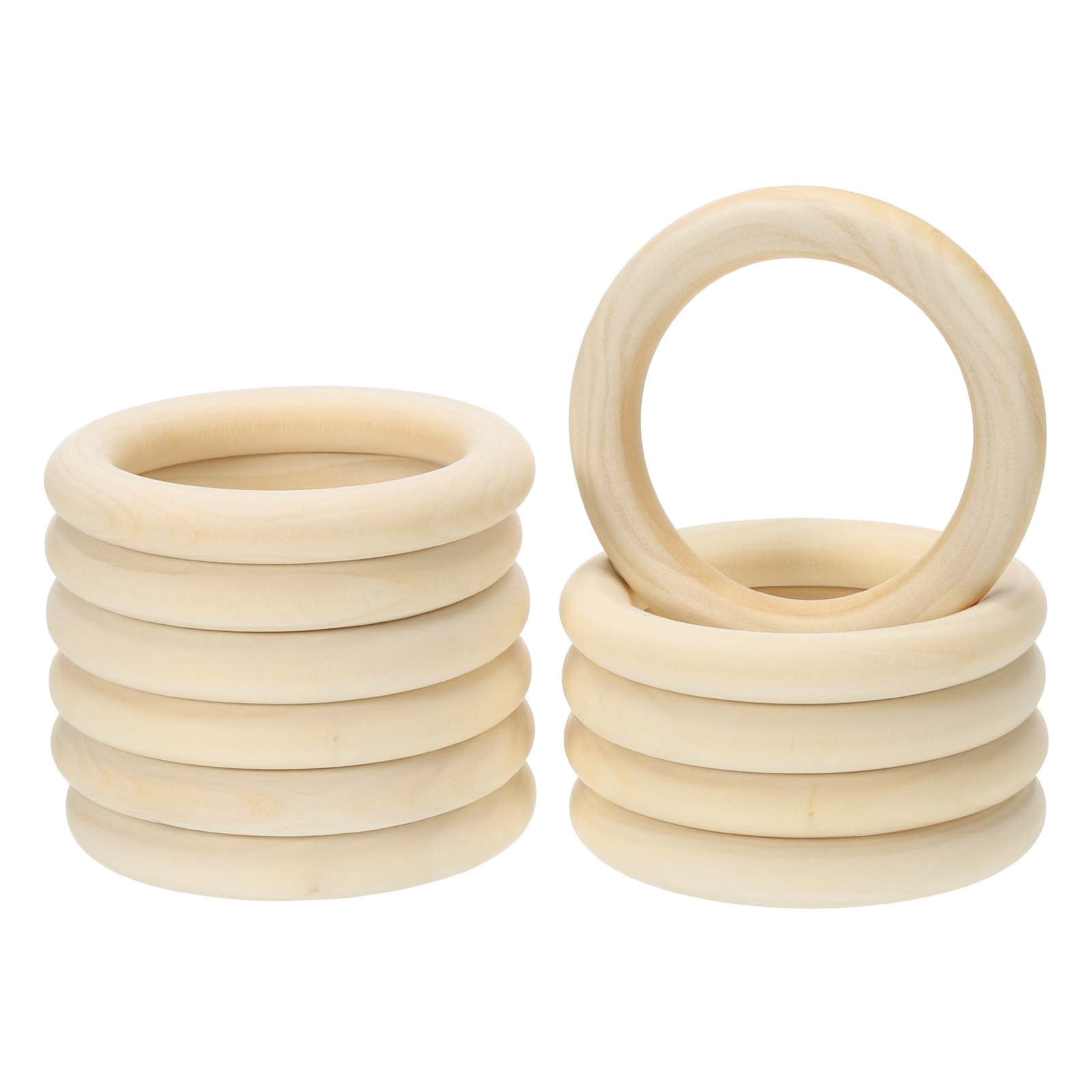 Wooden Rings for Crafting, Natural Wood Rings Unfinished Macrame Rings ...