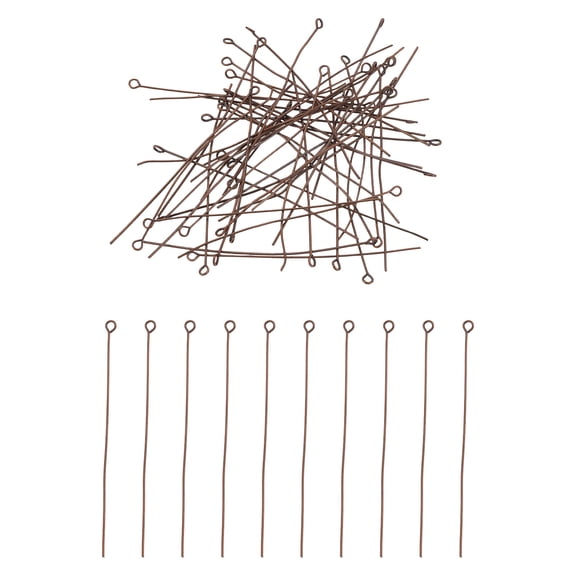 Uxcell 70mm Open Eye Pins, 150Pcs 21 Gauge Metal Head Pins Needles Eye Pins for Jewelry Making Findings Earring Necklace Bracelet DIY Crafts, Red Copper