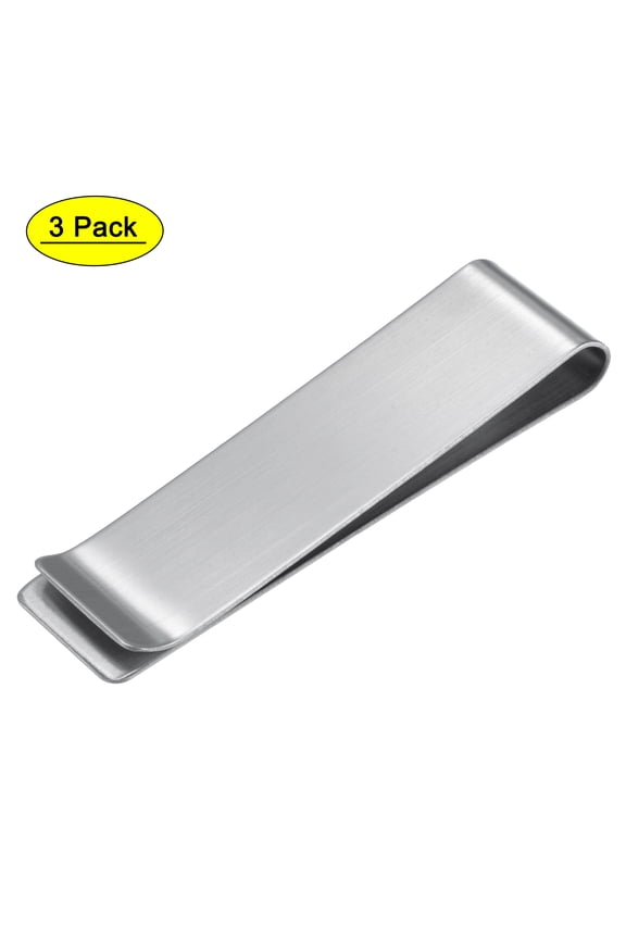 70mm Stainless Steel Slim Clip Credit Card Holder Clamp, Silver 3 Count