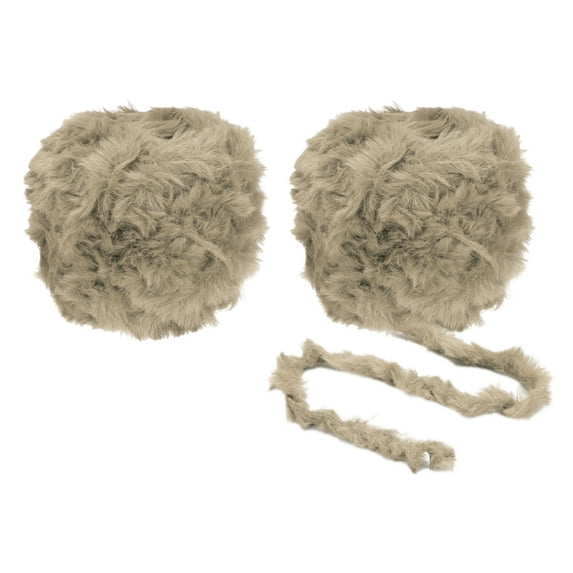 Uxcell 70yds Faux Fur Yarn,2 Skeins Fuzzy Yarn Crochet Fluffy Yarn Soft Chunky Polyester Plush Fur,Camel