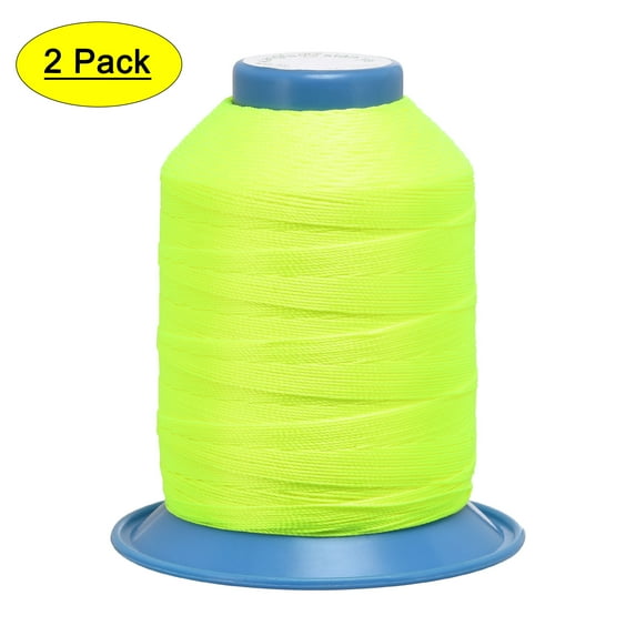 Uxcell 710 Yards 420D/0.45mm Extra Strong Bonded Polyester Threads (Green Yellow, 2 Pack)