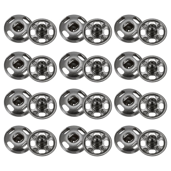 Uxcell 72 Set Sew-on Snap Buttons 8mm Metal Snap Fastener Buttons, Gunmetal