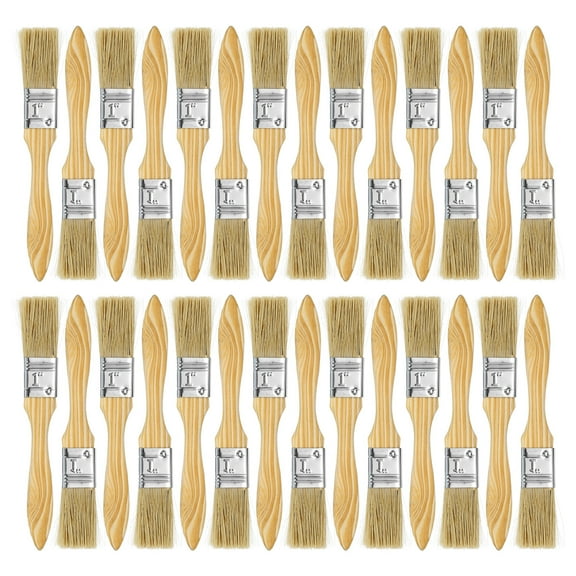 Uxcell 72Pack of 0.9" Reusable Wooden Paint Brush Variety Angle Brushes Paint, for Home Improvement, Brown
