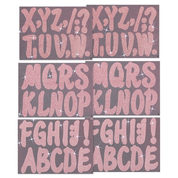Uxcell 72Pcs Glitter Bulletin Board Letters, 4 Inch Poster Board Cardboard Letter Alphabet Punctuation Self Adhesive for Art Craft Classroom Mailbox Scrapbook Sign, Shiny Pink