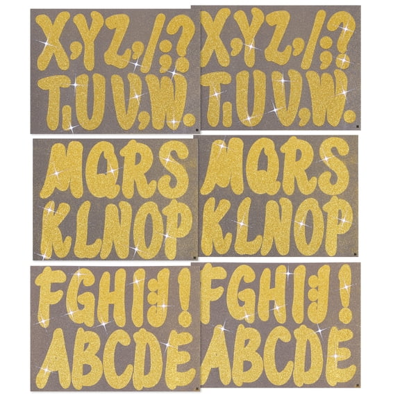 Uxcell 72Pcs Glitter Bulletin Board Letters, 4 Inch Poster Board Cardboard Letter Alphabet Punctuation Self Adhesive for Art Craft Classroom Mailbox Scrapbook Sign, Shiny Yellow