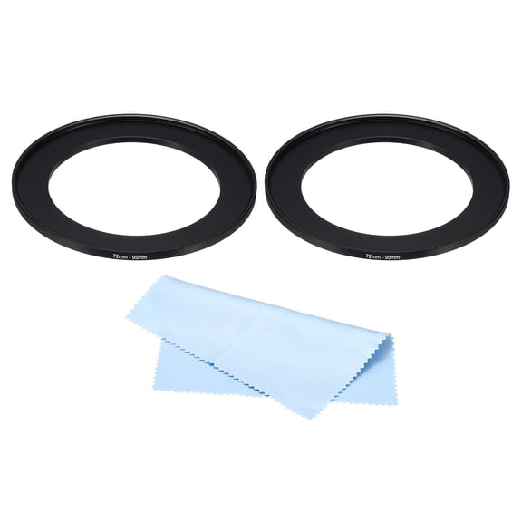 Uxcell 72mm-95mm Step Up Ring with Cleaning Cloth, 2 Pack Camera Lens Filter Adapter Ring, Black
