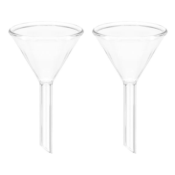 Uxcell 73mm Glass Funnel, Short Stem Borosilicate Glass Heavy Wall Funnel for Filling Water Home Lab Kitchen Use 2 Pack