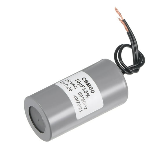 Uxcell 73x38mm 10uF 250V AC 50/60Hz 2 Wires Cylinder CBB60 Run Capacitor