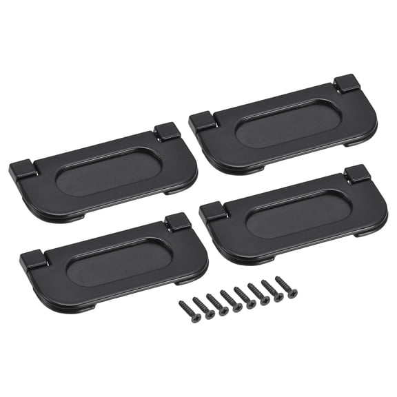 Uxcell 74x34x5mm Finger Flush Pull Handle Rectangle for Drawer Door Black 4 Pack