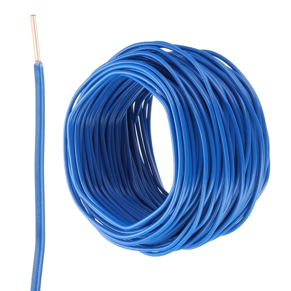 Uxcell 75 Feet Electrical Wire Insulated Solid Copper 14 AWG Hook Up Wire Cable THHN Wire,Blue