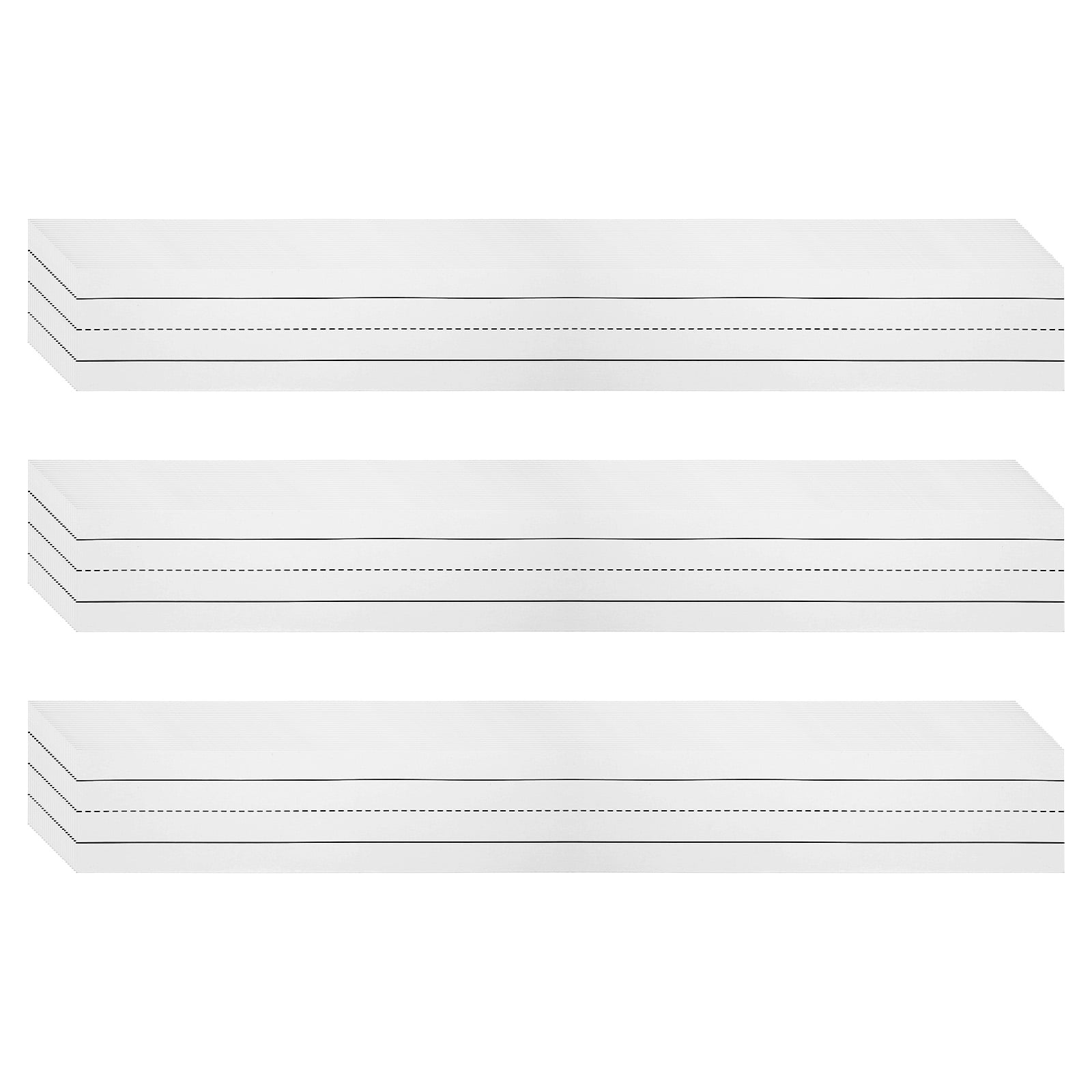 Uxcell 75 Sheets Ruled Sentence Strips, 3" x 24" Cardstock 250GSM Writing Paper Blue Red Lined for Classrooms, White